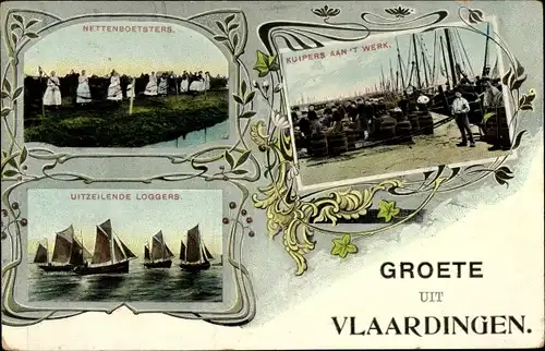 Ak Maassluis Südholland, Nettenboetsters, Uitzeilende Loggers, Kuipers Aan't Werk