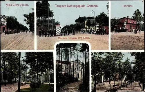 Ak Zeithain in Sachsen, Truppenübungsplatz, Torwache, König Georg Straße, Kommandantur