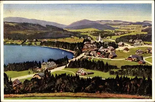 Künstler Ak Munding, Titisee Neustadt im Breisgau Hochschwarzwald, Panorama