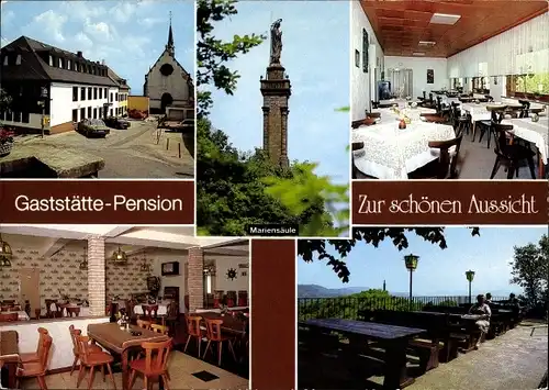 Ak Trier an der Mosel, Gaststätte-Pension Zur schönen Aussicht, Mariensäule