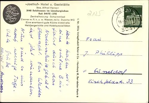 Ak Salzhausen in der Lüneburger Heide, Josthof Hotel u. Gaststätte, Inneres