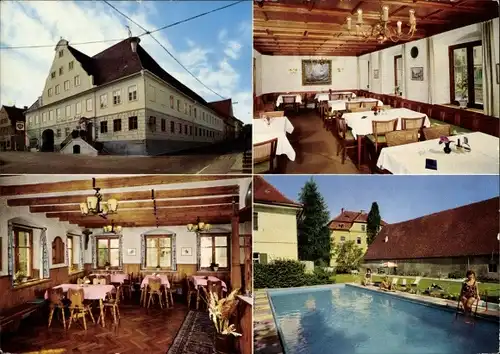 Ak Zusmarshausen, Hotel zur Post, Swimmingpool mit Badenden