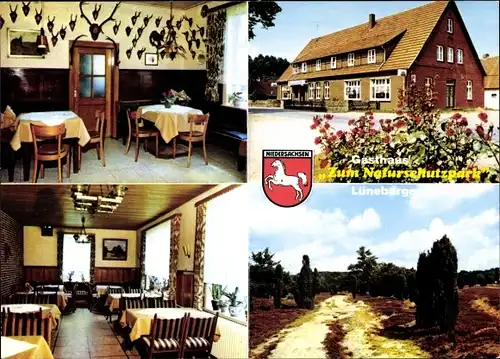 Ak Bispingen in der Lüneburger Heide, Gasthaus Zum Naturschutzpark, Inneres, Wappen