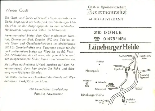 Ak Döhle Egestorf in der Lüneburger Heide, Gast- u. Speisewirtschaft Aevermannshof