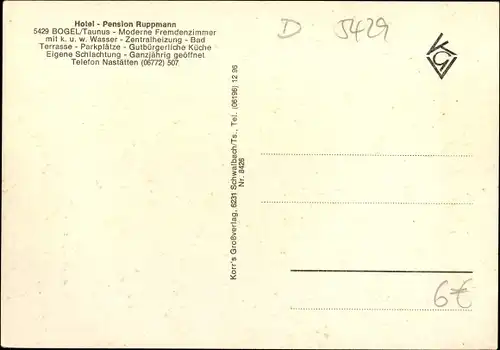 Ak Bogel im Taunus, Hotel Ruppmann, Freibad, Panorama vom Ort
