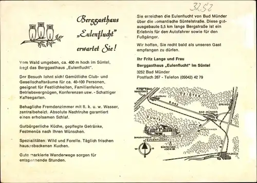 Ak Bad Münder am Deister, Berggasthaus Eulenflucht, Inneres