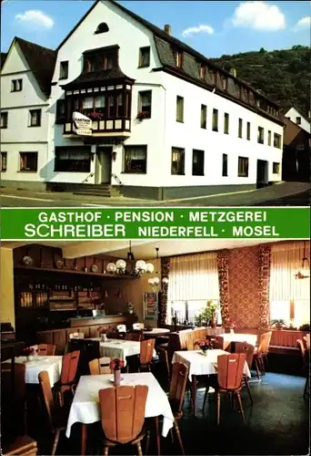 Ak Niederfell an der Mosel, Gasthof Pension Metzgerei Schreiber, Inneres