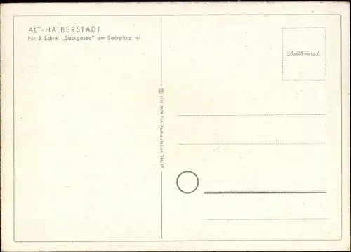 Künstler Ak Schiel, Halberstadt in Sachsen Anhalt, Sackgasse am Sackplatz