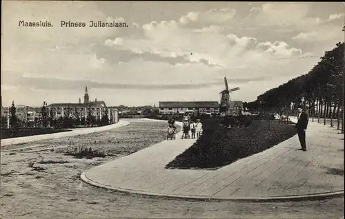 Ak Maassluis Südholland, Prinses Julianalaan, Molen