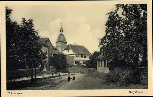 Ak Holzhausen Amt Wachsenburg in Thüringen, Partie auf der Dorfstraße