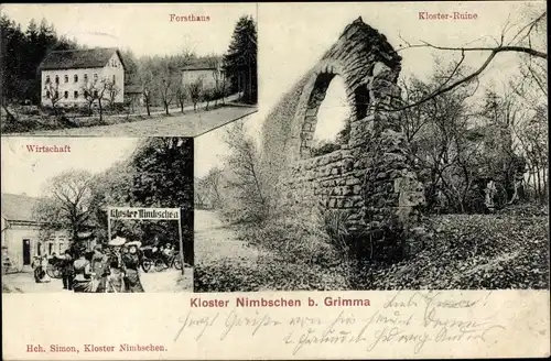 Ak Nimbschen Grimma in Sachsen, Kloster Nimbschen, Forsthaus, Wirtschaft, Ruine