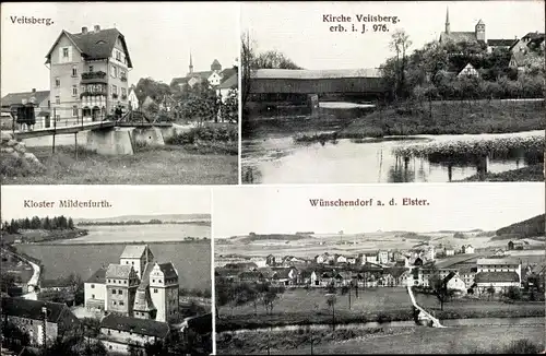 Ak Mildenfurth Wünschendorf an der Elster, Kloster, Veitsberg, Kirche