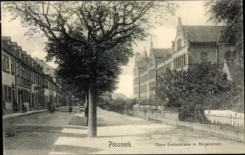 Ak Pößneck in Thüringen, Obere Grabenstraße, Bürgerschule