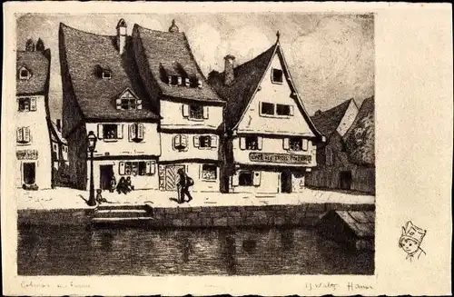 Künstler Ak Hansi, J. J. Waltz, Colmar Kolmar Elsass Haut Rhin, vue partielle