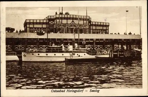 Ak Ostseebad Heringsdorf auf Usedom, Seesteg