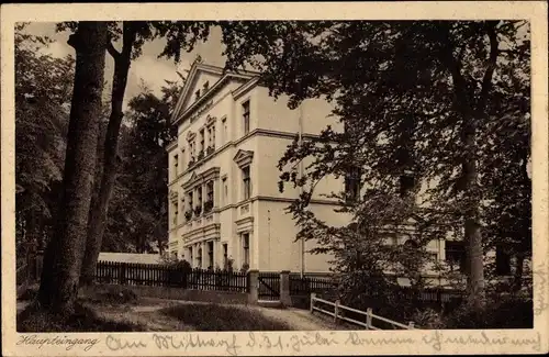 Ak Ostseebad Heringsdorf auf Usedom, Kindererholungsheim Haus Jugendland, Haupteingang