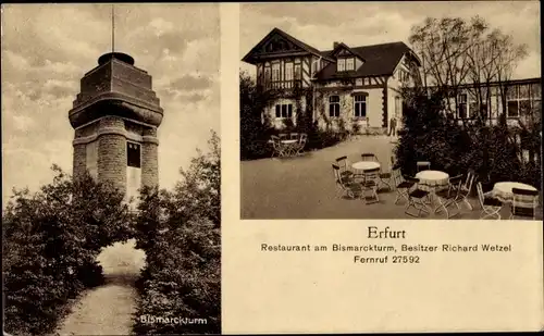 Ak Erfurt in Thüringen, Restaurant am Bismarckturm