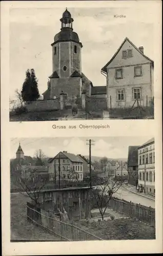 Ak Oberröppisch Röppisch Saalburg Ebersdorf in Thüringen, Kirche, Teilansicht