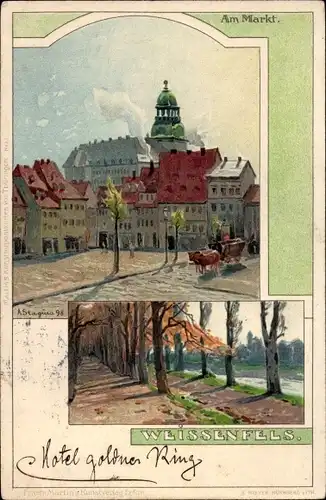 Künstler Litho Stagura, Albert, Weißenfels an der Saale, Am Markt, Wegpartie