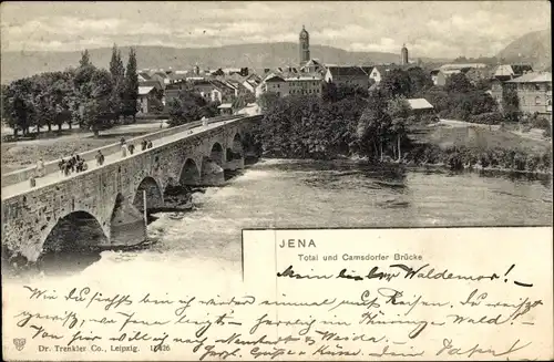 Ak Jena in Thüringen, Blick über die Camsdorfer Brücke