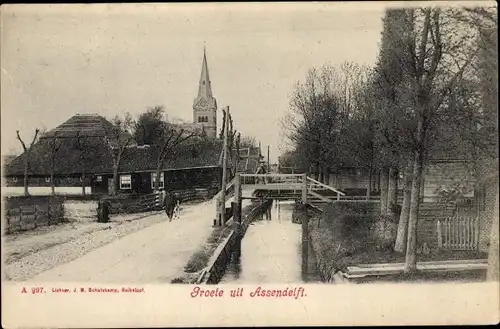 Ak Assendelft Nordholland Niederlande, Straßenpartie, Brücke, Fluss