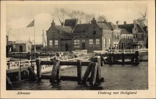 Ak Alkmaar Nordholland Niederlande, Vlotbrug met Heiligland, Molen