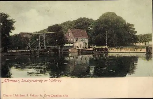 Ak Alkmaar Nordholland Niederlande, Roodkorenbrug en Vlotbrug