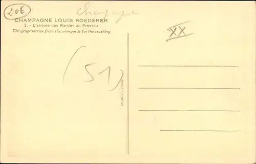 Ak Marne, Champagne Louis Roederer, l'arrivee des Raisins au Pressoir