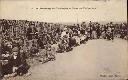 Ak Marne, Les Vendanges en Champagne, Repas des Vendangeurs