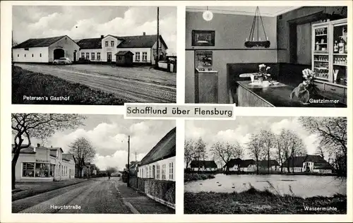 Ak Schafflund in Schleswig Holstein, Petersen's Gasthof, Innenansicht, Wassermühle