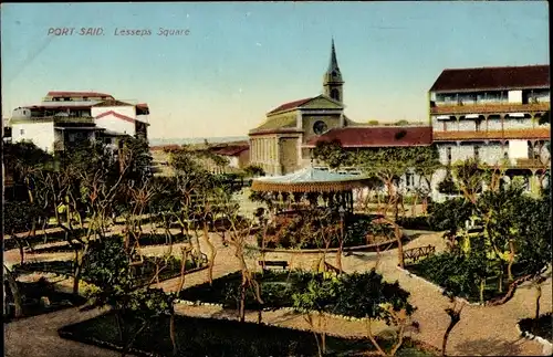 Ak Port Said Ägypten, Lesseps Square
