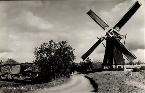 Ak Hollandsch Molen, Windmühle, Straßenpartie