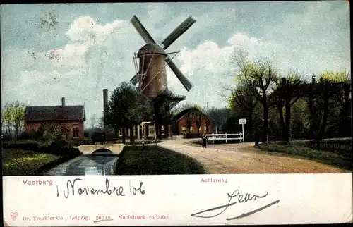 Ak Voorburg Südholland, Achterweg, Molen