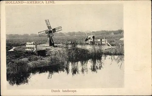 Ak Dutch landscape, Niederlande, Windmühle, Molen
