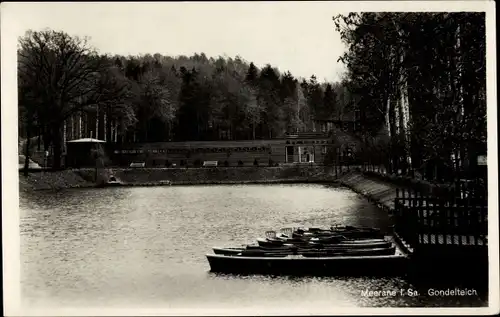 Ak Meerane in Sachsen, Partie am Gondelteich, Boote