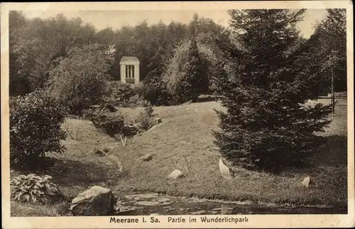 Ak Meerane in Sachsen, Partie im Wunderlichpark, Denkmal