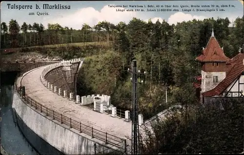 Ak Leśna Marklissa Schlesien, Talsperre, Sperrmauer