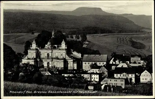 Ak Wambierzyce Albendorf Schlesien, Gesamtansicht mit Heuscheuer, Wallfahrtskirche