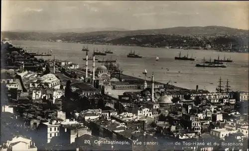 Ak Konstantinopel Istanbul Türkei, vue panoramique de Top Hané et du Bosphore