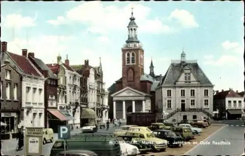 Ak Roosendaal Nordbrabant Niederlande, Markt met St. Janskerk en Oude Raadhuis