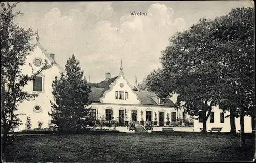 Ak Lidköping Schweden, Wreten, Gebäude, Ansicht vom Garten, Terrasse