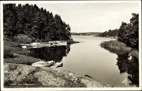 Ak Lidköping Schweden, Motiv frän Ullersund, Boote