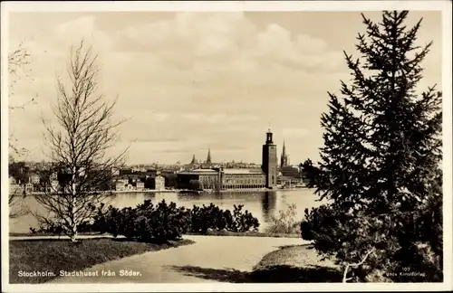 Ak Stockholm Schweden, Stadshuset frän Söder