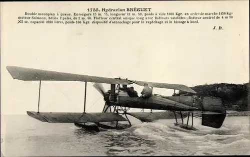 Ak Hydravion Bréguet, Wasserflugzeug, Biplan, Flugpioniere