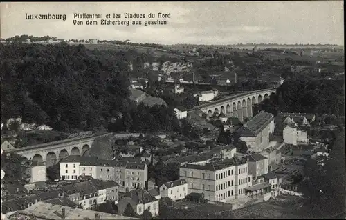 Ak Pfaffenthal Luxemburg, Viaduc du Nord, Blick vom Eicherberg