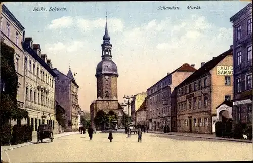 Ak Bad Schandau an der Elbe, Markt, Kirche, Hotel Restaurant