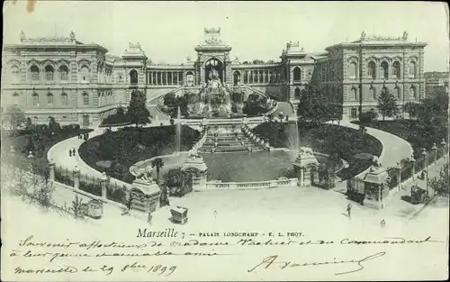Ak Marseille Bouches du Rhône, Palais Longchamp