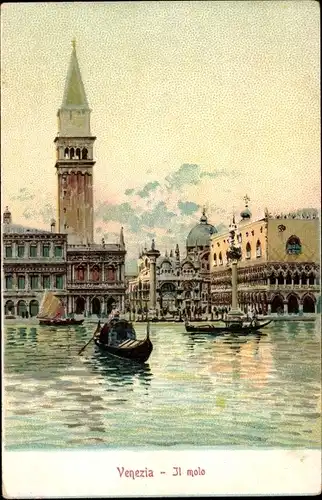 Künstler Ak Venezia Venedig Veneto, Il molo, Gondel