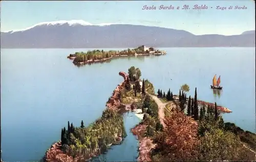 Ak Isola del Garda Isola di Garda Lombardia, Lago di Garda, Monte Baldo, Segelboot