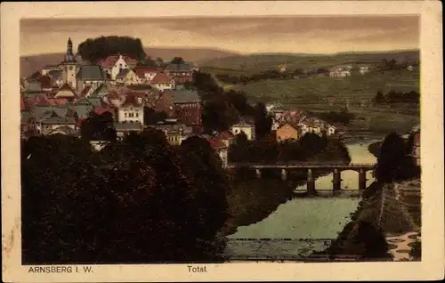 Ak Arnsberg im Sauerland Westfalen, Totalansicht, Brücke